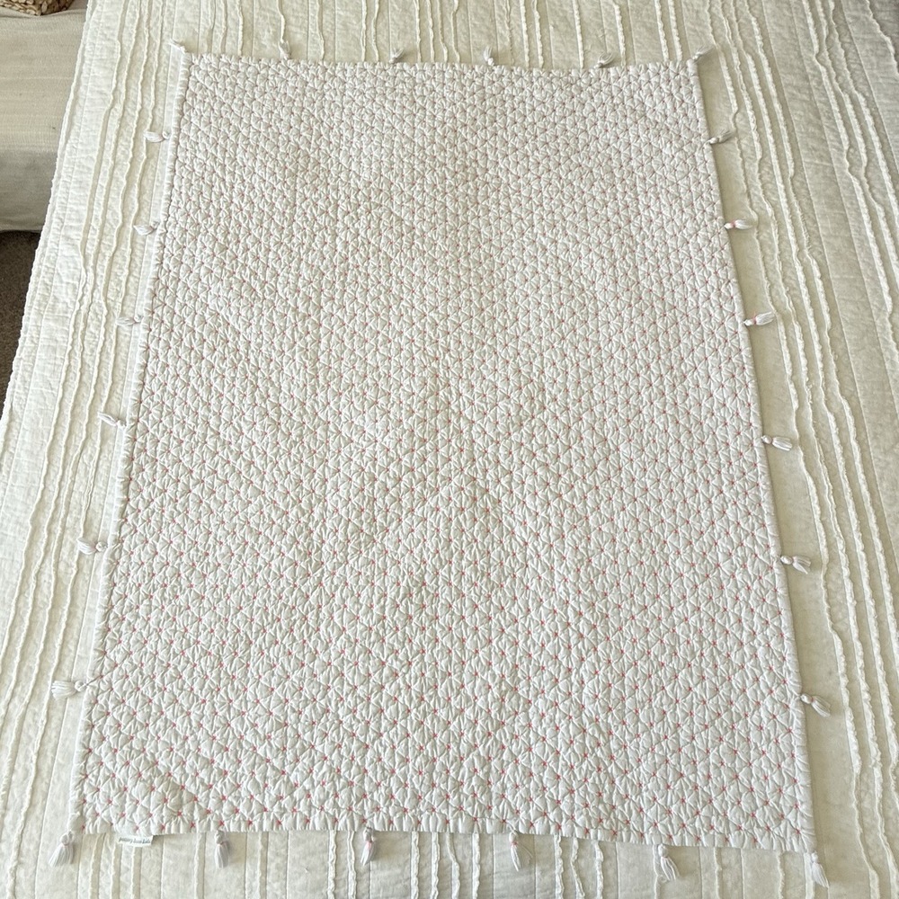 Pottery barn Kids Crib Toddler Quilt Blanket Pink White Nursery Organic Cotton - Picture 6 of 6